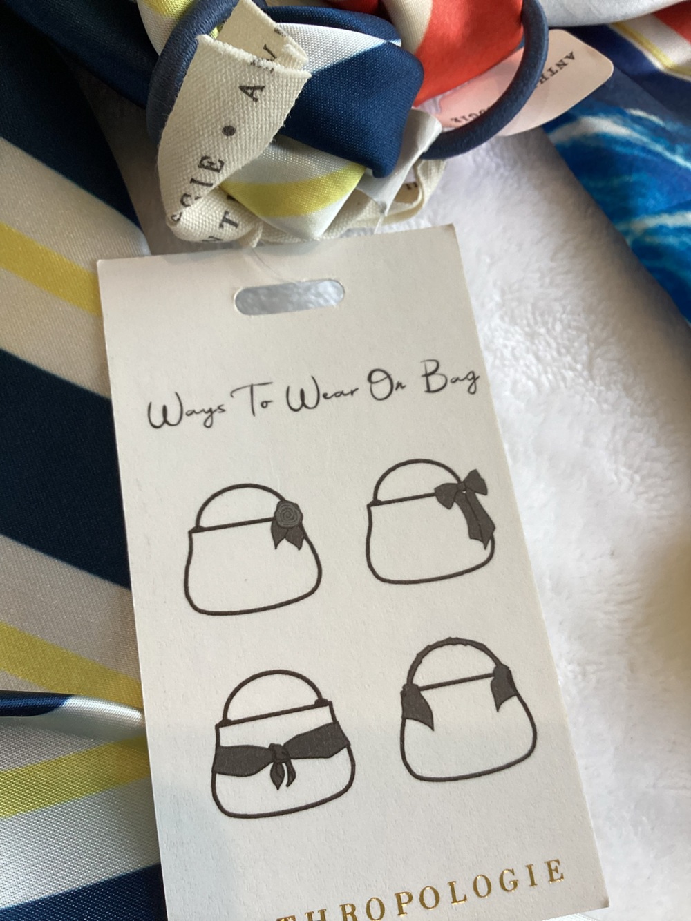 ⛵️Anthropologie Silky Scarves Head Hair Bag Scarf Set of 2 New Sailboat Nautical - Picture 8 of 10